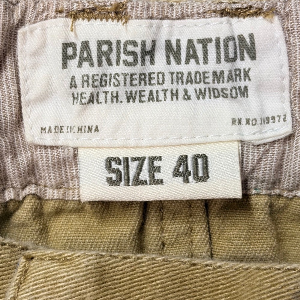 Parish Nation Mens Tan Paint Splatter Denim Pants Tapered Streetwear Size 36x31 - Picture 12 of 12